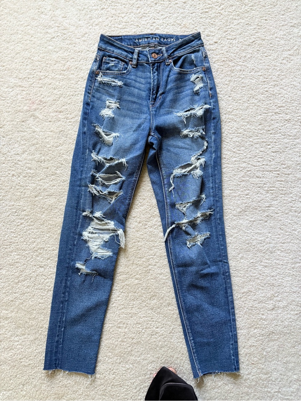 American Eagle Outfitters Ripped High-Rise Skinny Jeans 0